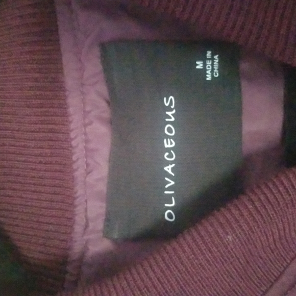 Olivaceous Karlie Floral Satin Zipper Bomber Jacket- size M- color Burgundy - Picture 3 of 10